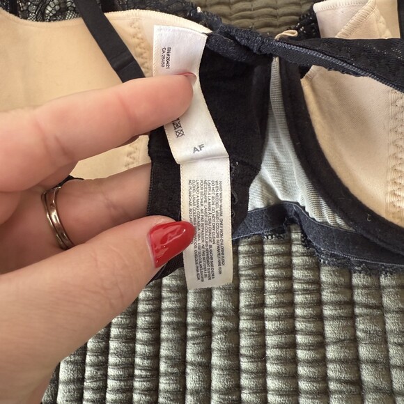 DKNY 34D Black Lace Balconette Plunge Sheer Floral Underwire Bra Lingerie - Picture 10 of 15